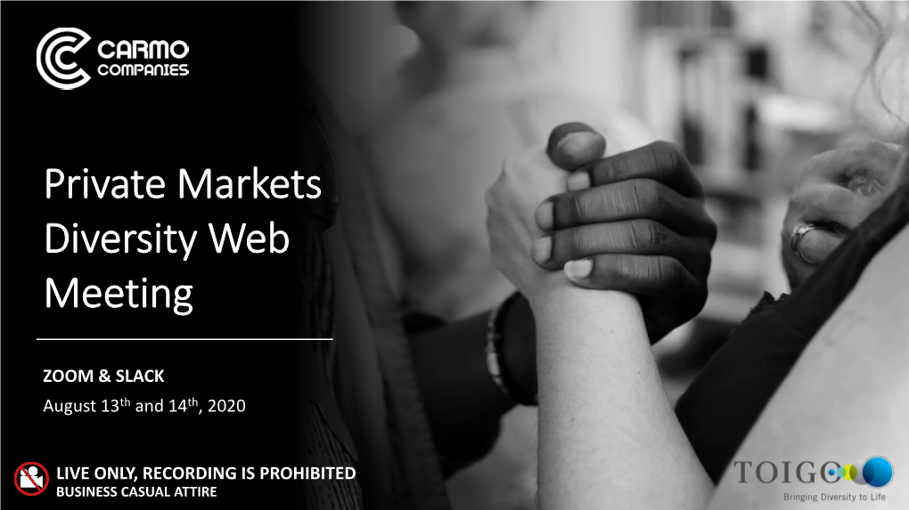 Private Markets Diversity Web Meeting