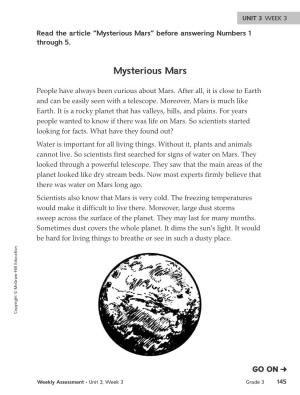 Mysterious Mars” Before Answering Numbers 1 Through 5