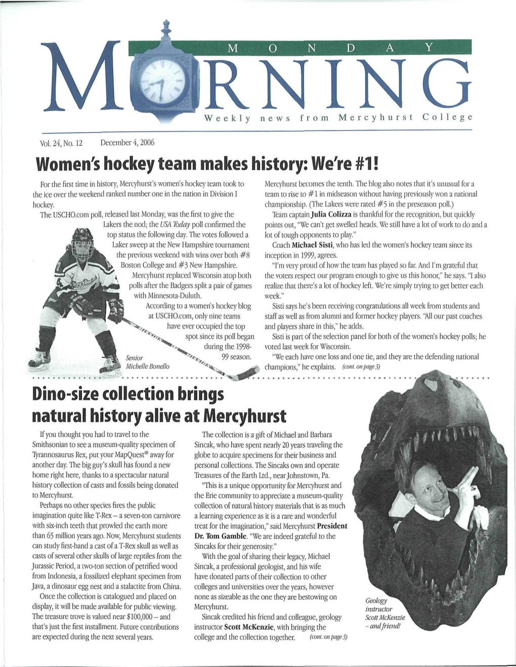 Women's Hockey Team Makes History: We're #1! Dino-Size Collection
