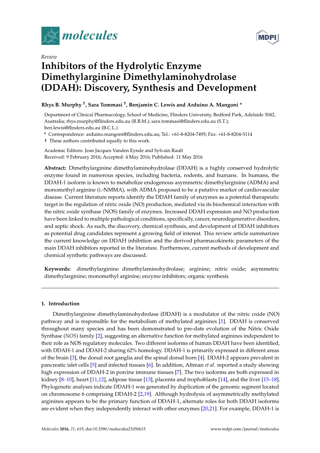 (DDAH): Discovery, Synthesis and Development