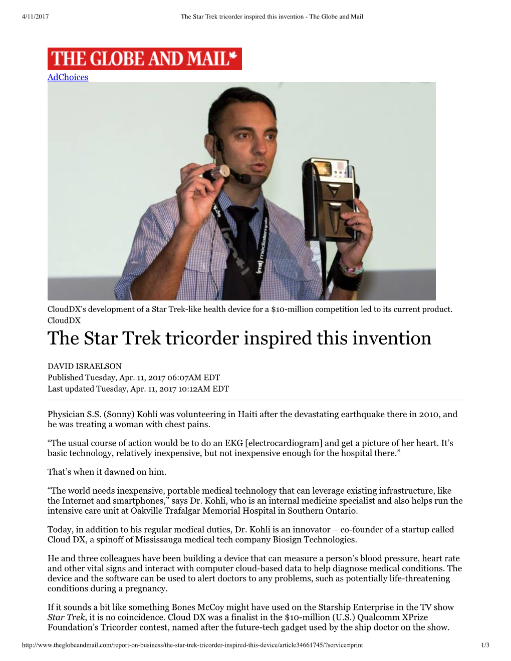 The Star Trek Tricorder Inspired This Invention - the Globe and Mail