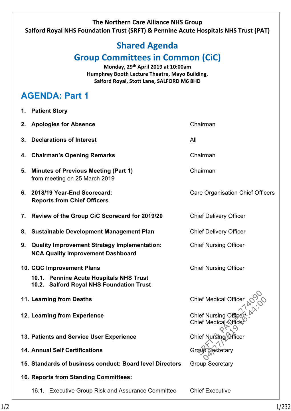 Shared Agenda Group Committees in Common (Cic)