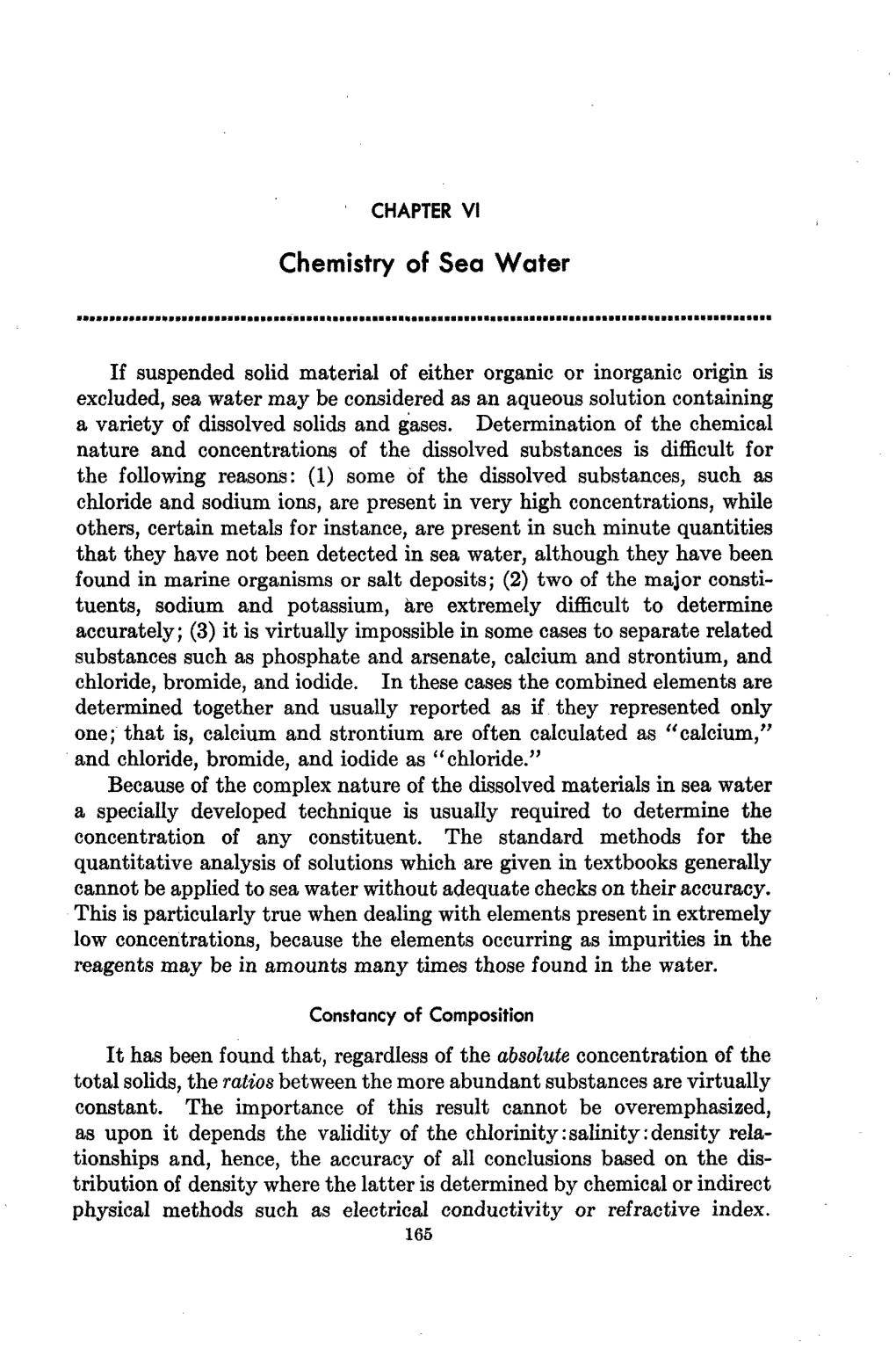 Chemistry of Sea Water