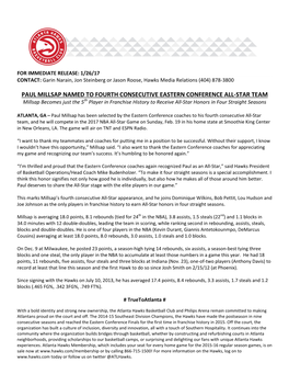 Paul Millsap Named to Fourth Consecutive Eastern