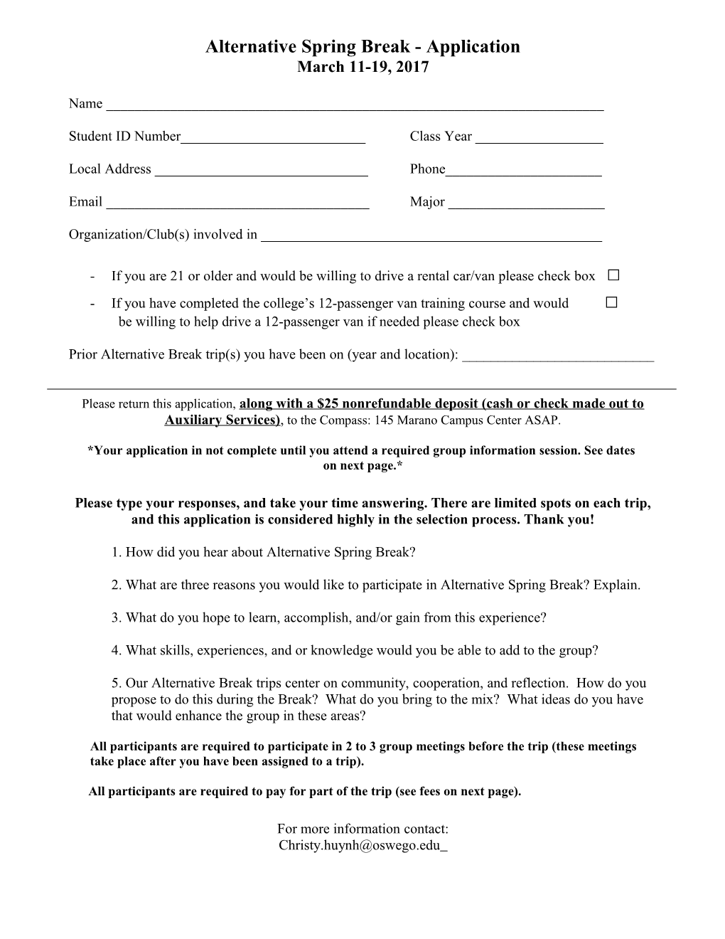 Application for Alternative Spring Break s1