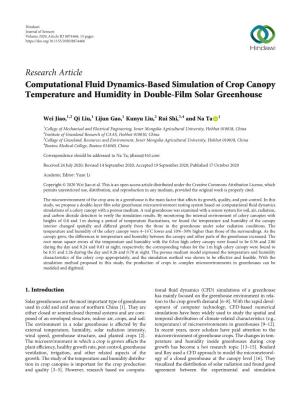 Computational Fluid Dynamics-Based Simulation of Crop Canopy Temperature and Humidity in Double-Film Solar Greenhouse