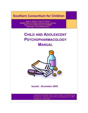 Child and Adolescent Psychopharmacology Manual