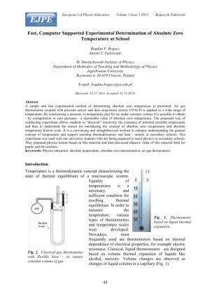 Fast, Computer Supported Experimental Determination of Absolute Zero Temperature at School