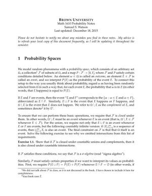 1 Probability Spaces