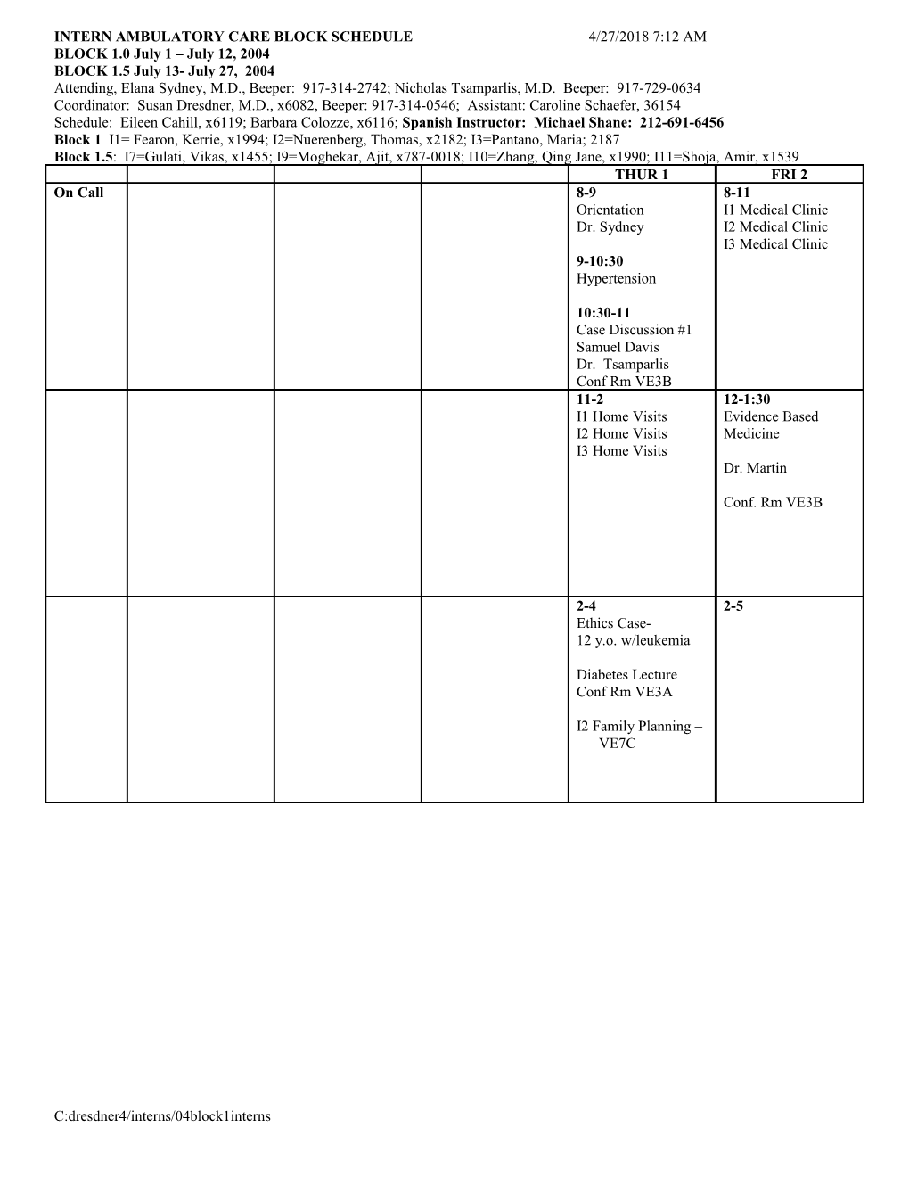 Instructions on How to Do the Pgy 1 Intern Block