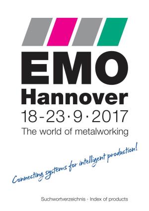 Suchwortverzeichnis · Index of Products AU16-0827 EMO 17 Suchwort Umschlag EMO Hannover 2017 14.07.16 12:21 Seite 3