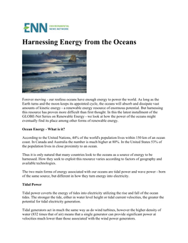 Harnessing Energy from the Oceans
