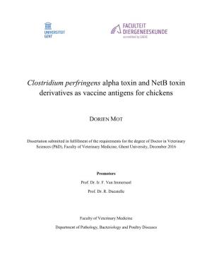 Clostridium Perfringens Alpha Toxin and Netb Toxin Derivatives As Vaccine Antigens for Chickens