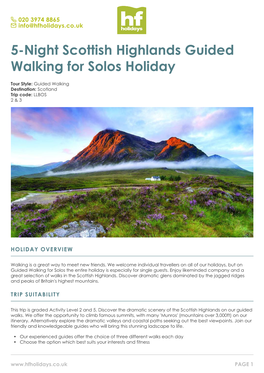5-Night Scottish Highlands Guided Walking for Solos Holiday