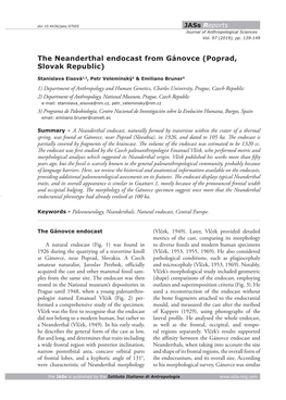 The Neanderthal Endocast from Gánovce (Poprad, Slovak Republic)