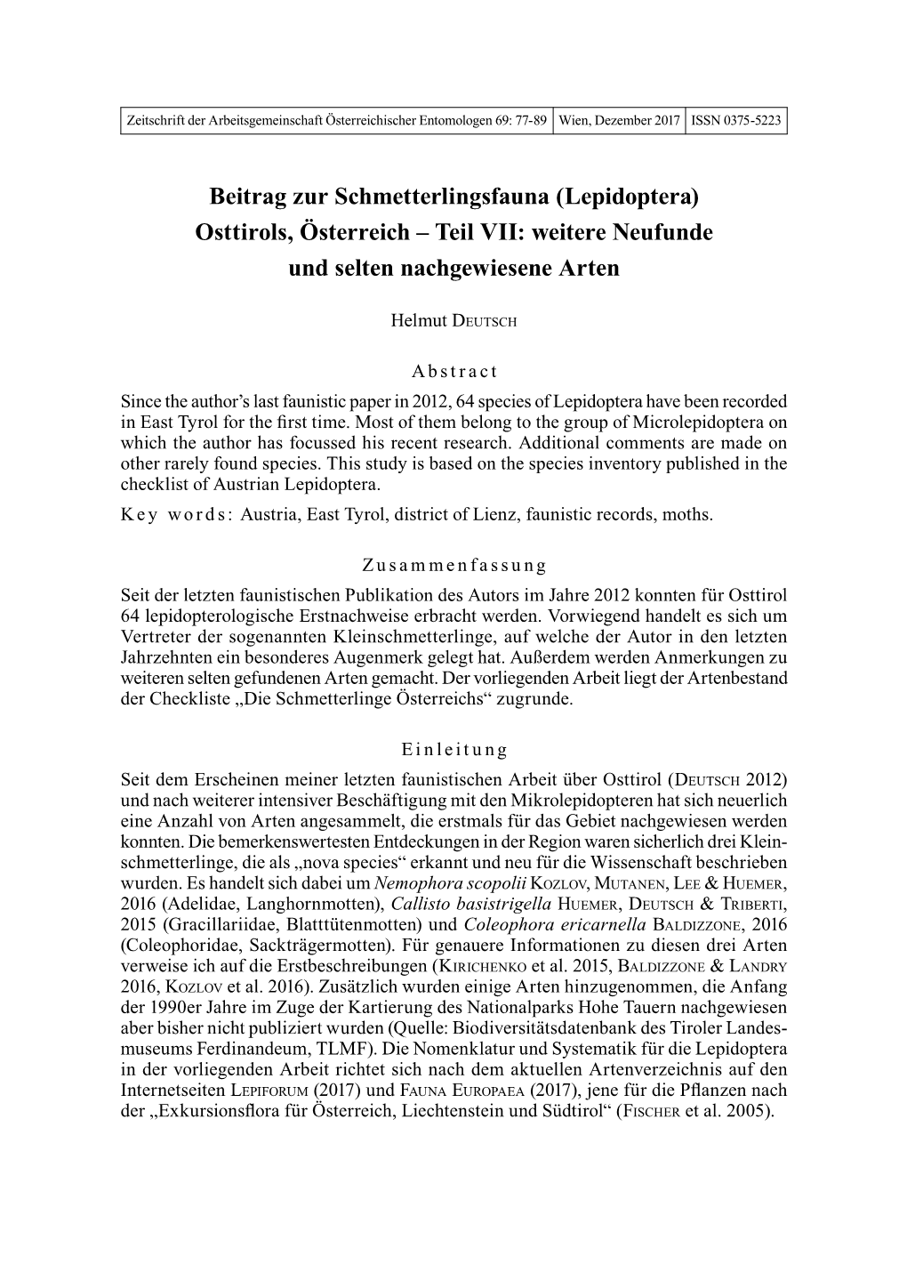 Osttirols, Österreich – Teil VII: Weitere Neufunde Und Selten Nachgewiesene Arten