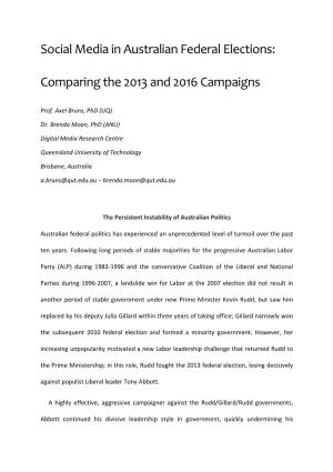 Social Media in Australian Federal Elections: Comparing the 2013 And