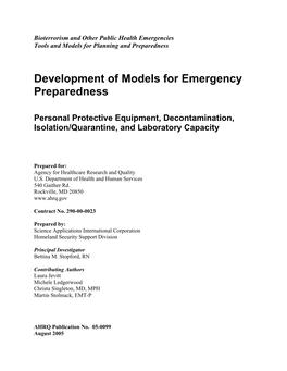 Development of Models for Emergency Preparedness