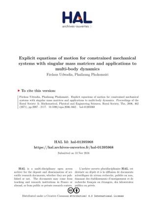 Explicit Equations of Motion for Constrained
