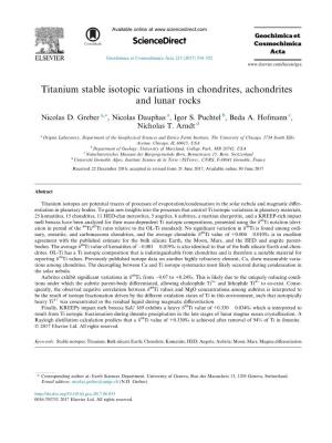 105. Titanium Stable Isotopic Variations in Chondrites