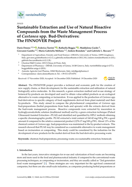 Sustainable Extraction and Use of Natural Bioactive Compounds from the Waste Management Process of Castanea Spp. Bud-Derivatives: the FINNOVER Project