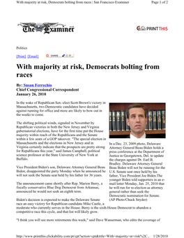 With Majority at Risk, Democrats Bolting from Races | San Francisco Examiner Page 1 of 2