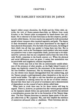 The Earliest Societies in Japan