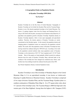 A Geographical Study on Population Density in Kyaukse Township (1999