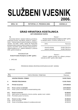 Grad Hrvatska Kostajnica Akti Gradskog Vijeća