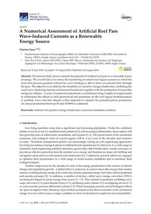 A Numerical Assessment of Artificial Reef Pass Wave-Induced Currents As a Renewable Energy Source
