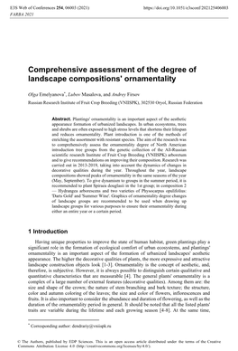 Comprehensive Assessment of the Degree of Landscape Compositions' Ornamentality
