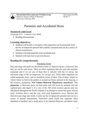 7.Paratenic and Accidental Hosts
