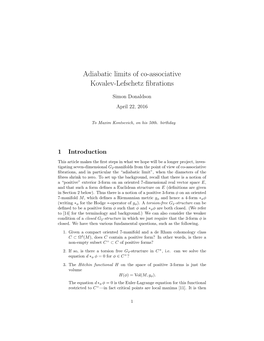 Adiabatic Limits of Co-Associative Kovalev-Lefschetz Fibrations