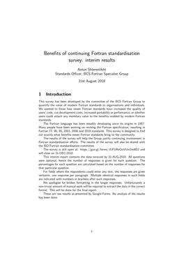 Benefits of Continuing Fortran Standardisation Survey: Interim Results