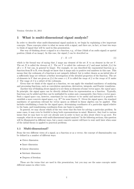 1 What Is Multi-Dimensional Signal Analysis?
