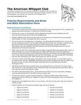 Futurity Requirements and Rules and Bitch Nomination Form