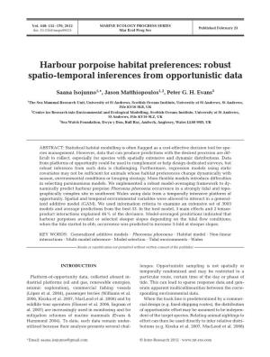 Harbour Porpoise Habitat Preferences: Robust Spatio-Temporal Inferences from Opportunistic Data