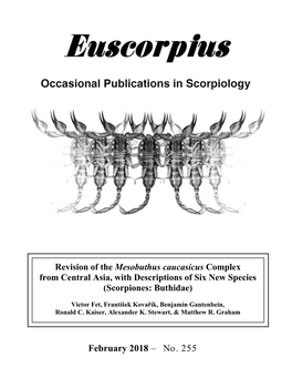 February 2018 – No. 255 Euscorpius Occasional Publications in Scorpiology