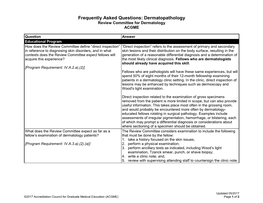 Frequently Asked Questions: Dermatopathology Review Committee for Dermatology ACGME