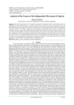 Analysis of the Causes of the Independent Movement of Algeria