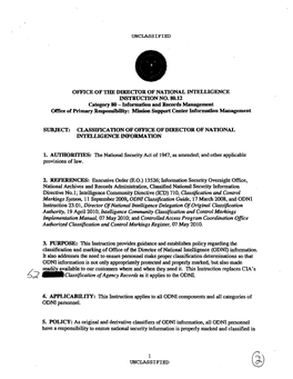 Classification of ODNI Information