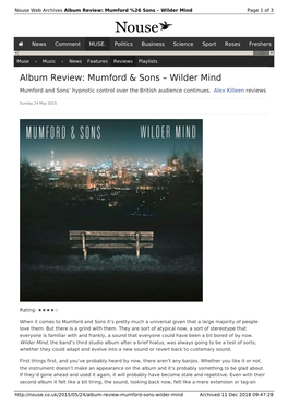 Album Review: Mumford & Sons – Wilder Mind | Nouse