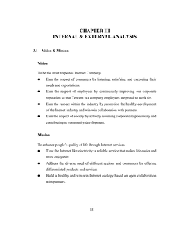 Chapter Iii Internal & External Analysis