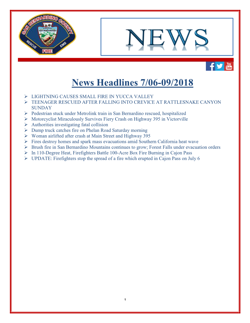 News Headlines 7/06-09/2018