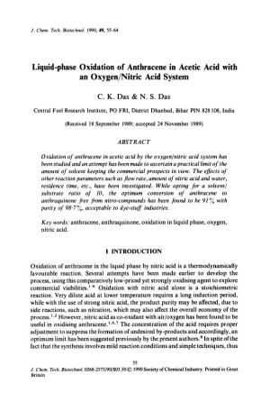 Liquid-Phase Oxidation of Anthracene in Acetic Acid with an Oxygen/Nitric Acid System