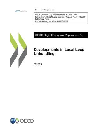 Developments in Local Loop Unbundling”, OECD Digital Economy Papers, No