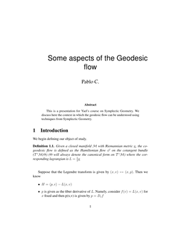 Some Aspects of the Geodesic Flow