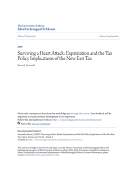 Surviving a Heart Attack: Expatriation and the Tax Policy Implications of the New Exit Tax Steven J