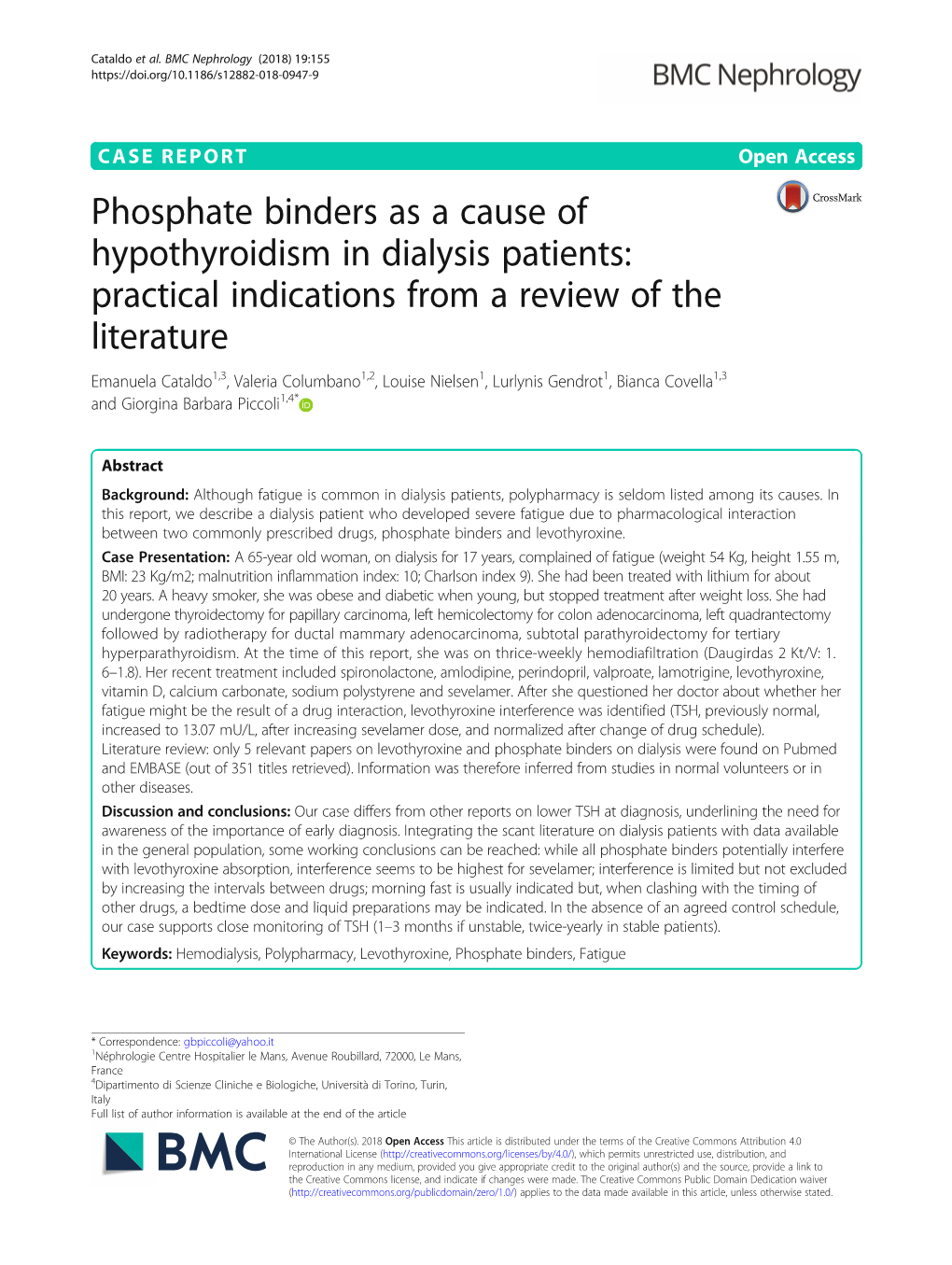 Phosphate Binders As a Cause of Hypothyroidism in Dialysis Patients