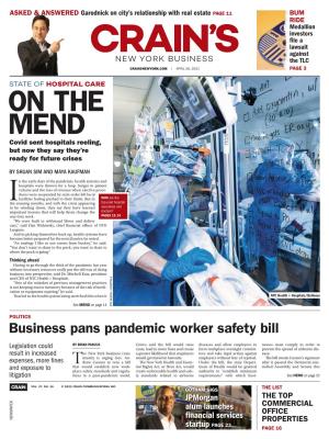 Business Pans Pandemic Worker Safety Bill